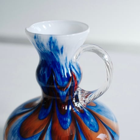 Blue and brown glass vase