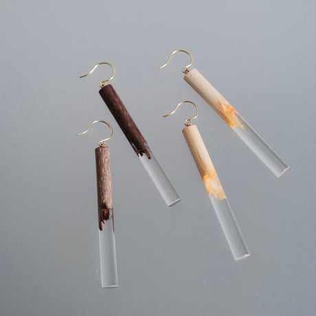 nooca wood cylinder  pierce / earring