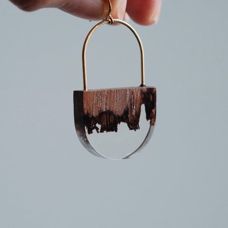 nooca wood  ellipse pierce / earring