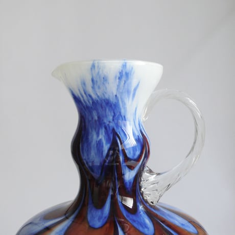 Blue and brown glass vase