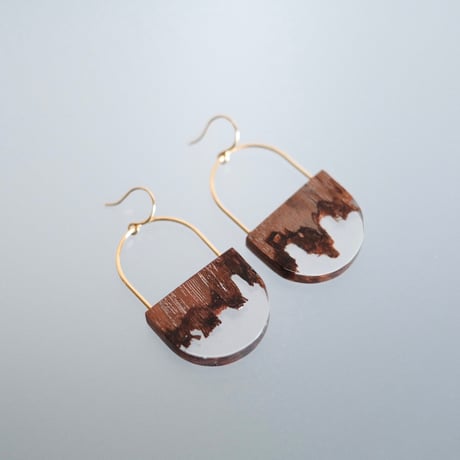 nooca wood  ellipse pierce / earring