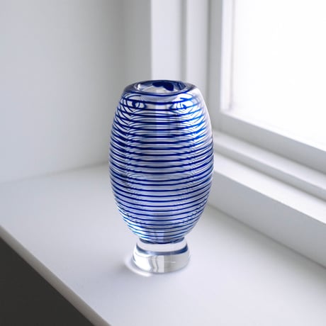 blue striped vase