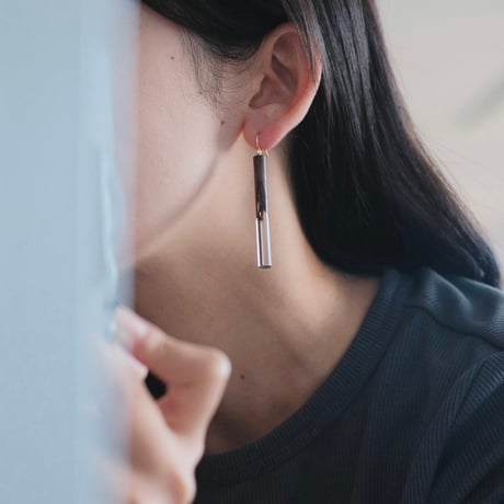 nooca wood cylinder  pierce / earring
