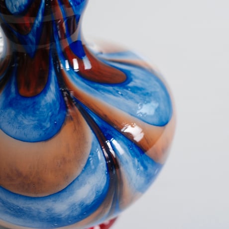 Blue and brown glass vase