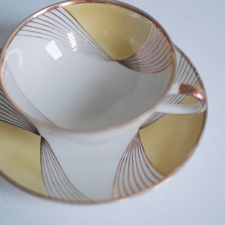 yellow line cup saucer&plate