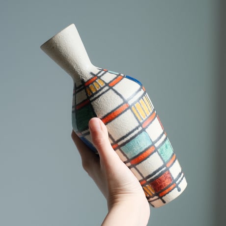 plaid ceramic vase