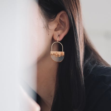 nooca wood  ellipse pierce / earring