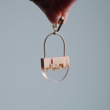 nooca wood  ellipse pierce / earring