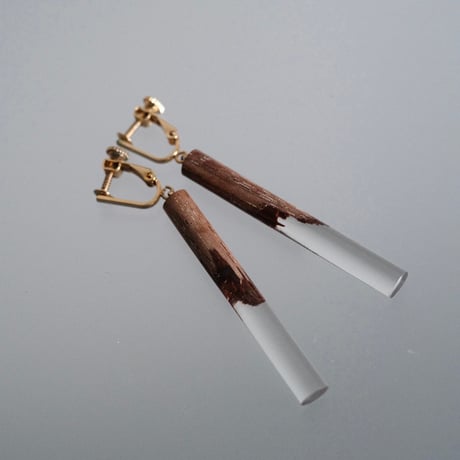 nooca wood cylinder  pierce / earring