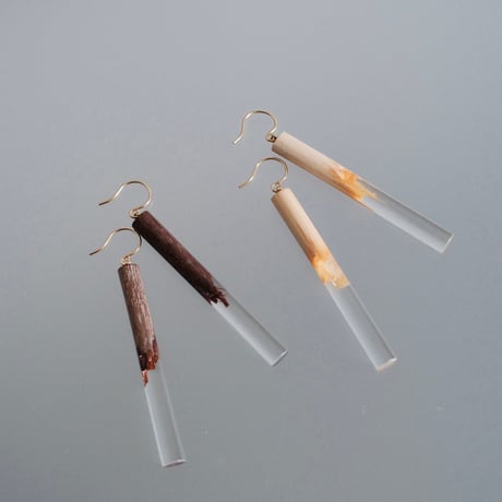 nooca wood cylinder  pierce / earring