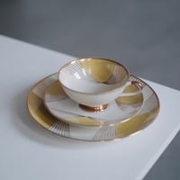 yellow line cup saucer&plate