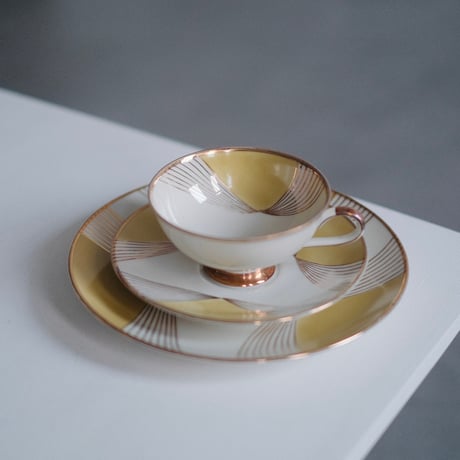 yellow line cup saucer&plate
