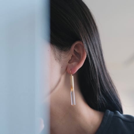 nooca wood cylinder  pierce / earring