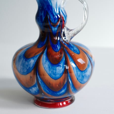Blue and brown glass vase