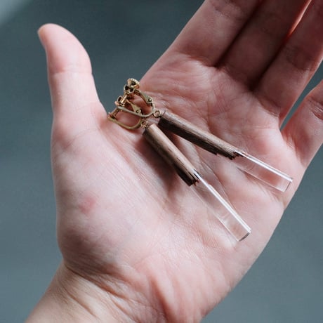 nooca wood cylinder  pierce / earring