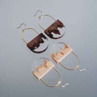 nooca wood  ellipse pierce / earring