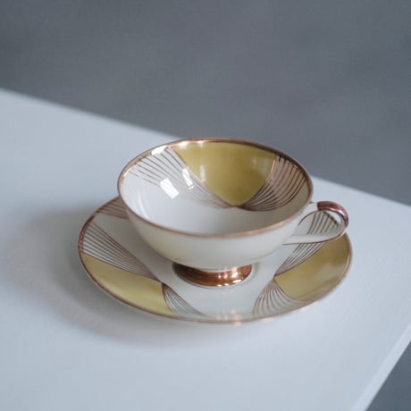 yellow line cup saucer&plate
