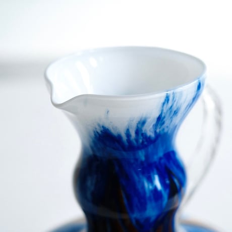 Blue and brown glass vase