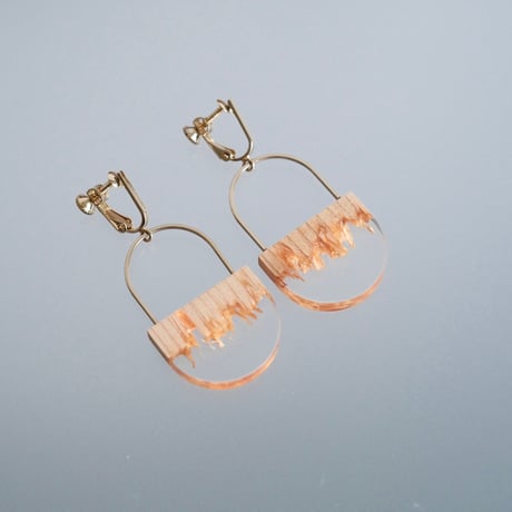 nooca wood  ellipse pierce / earring