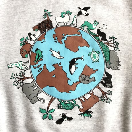 warming / "planet where animals living " sweatshirt (Ash Gray) M