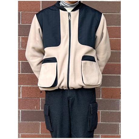 warming  / switching fleece hunt jacket /  Sand×Black / sz large
