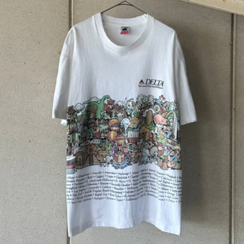 90s Delta air lines both sides print T-shirt |