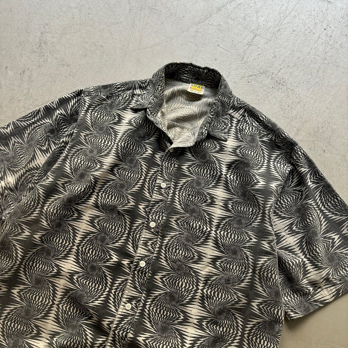 90s Shah safari geometric pattern cotton shirt