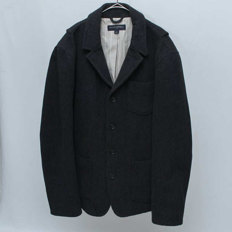 00s Banana republic wool sack coat with striped lining｜バナナリパブリック