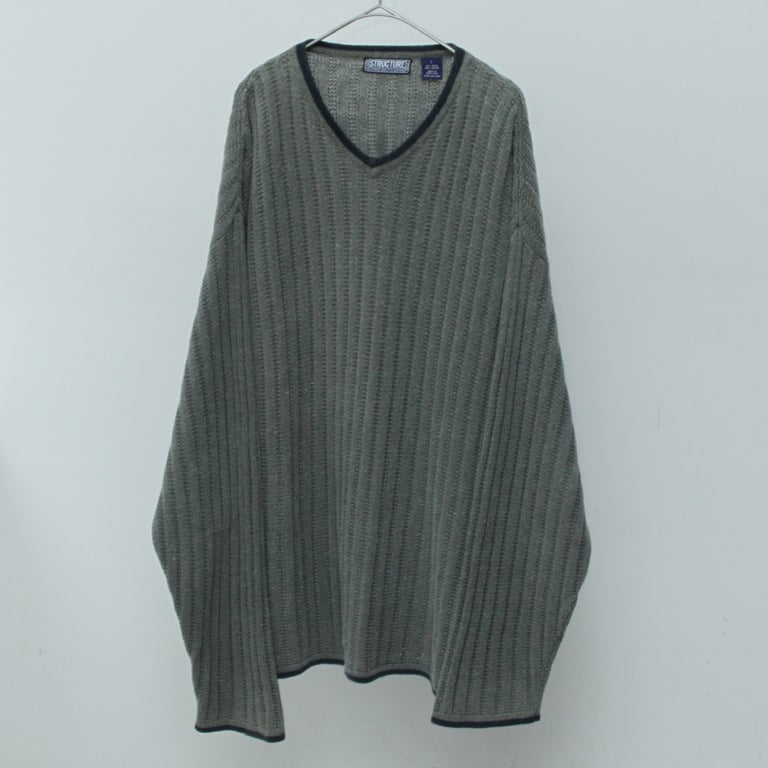 90s STRUCTURE ramie/cotton V-neck knit sweater｜ストラクチャー