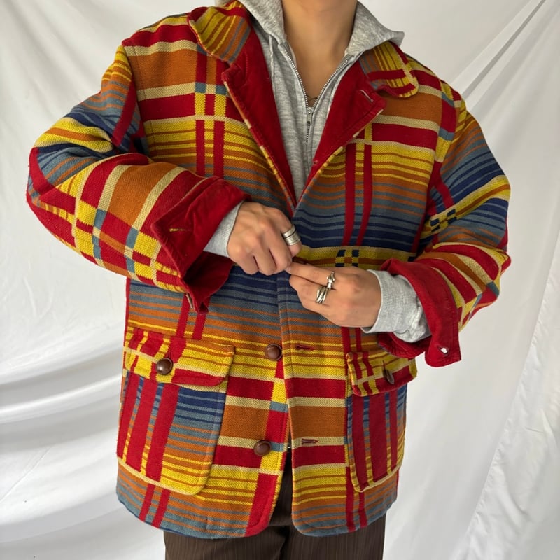 90s Benetton native pattern wool jacket 