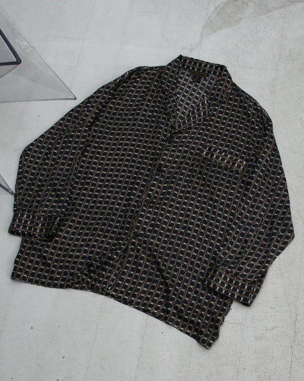 90s~ abstract pattern silk L/S pajama shirt