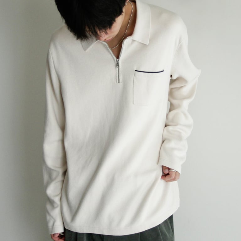00s Banana republic harf zip cotton knit polo shirt｜バナナリパブリック