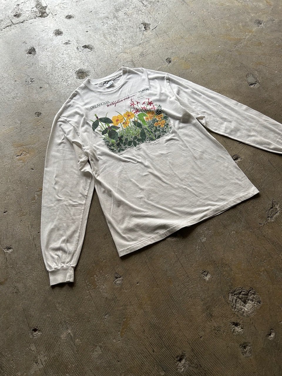 90s wild flower print long sleeve T-shirt 