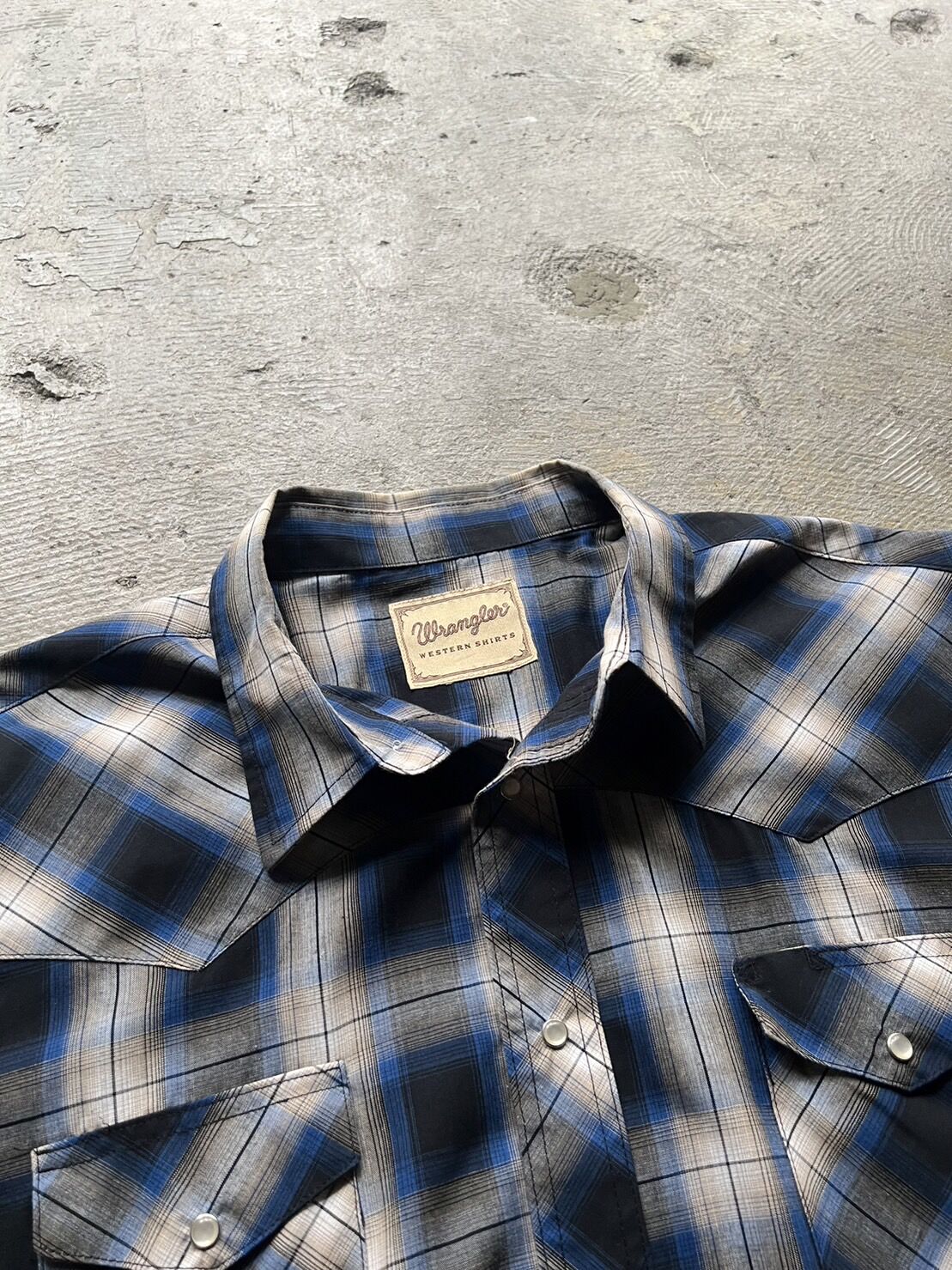 90s Wrangler ombre check print flannel western shirt