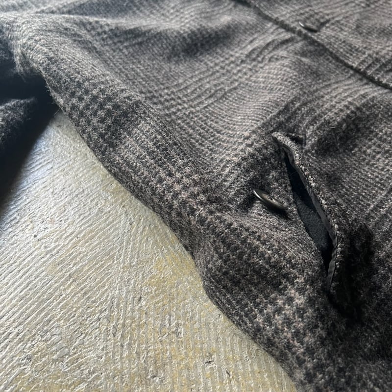 80s Eddie Bauer check pattern wool long coat |