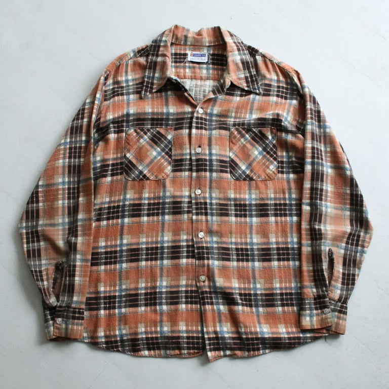 70s Plaid pattern print flannel shirt
