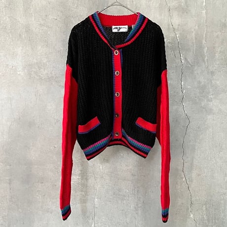 〜90s openwork border rib design kint cardigan