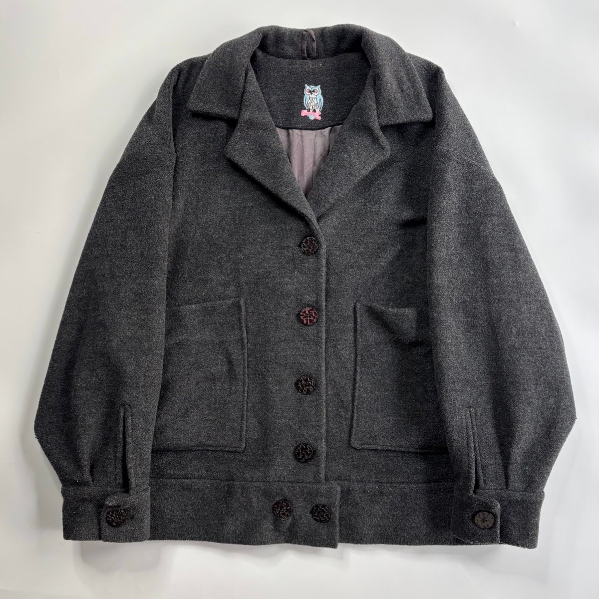 90's Lapel design wool half jacket | sui & shara