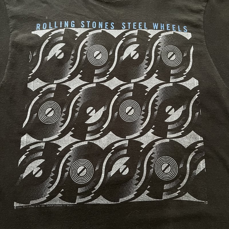 80年代 フルーツオブザルーム FRUIT OF THE LOOM THE ROLLING STONES ローリングストーンズ STEEL WHEELS NORTH AMERICAN TOUR 1989 両面プリント バンドTシャツ バンT USA製 メンズL ヴィンテージ /eaa326209