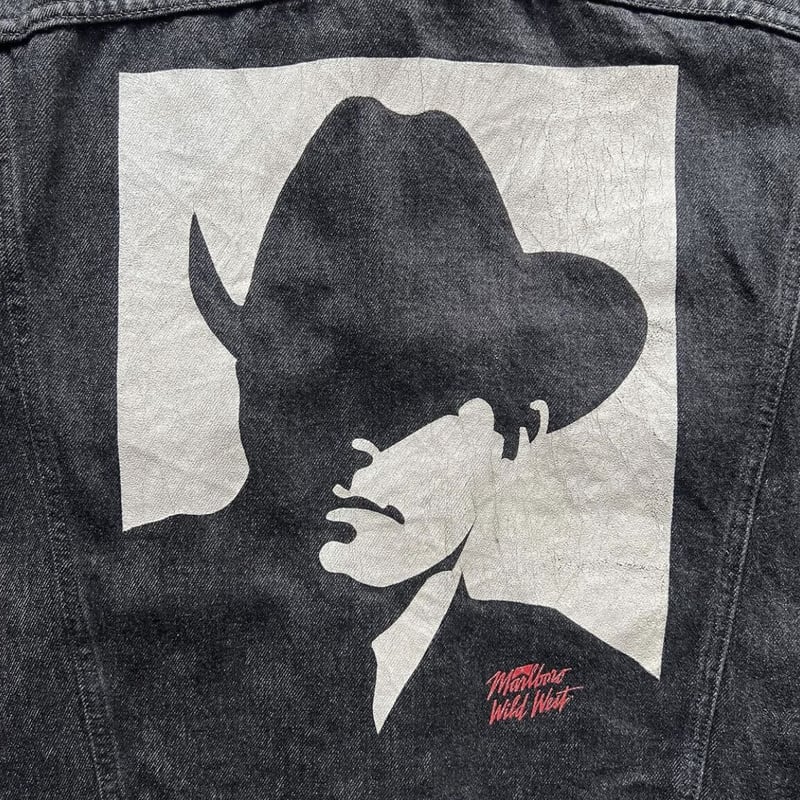 90s【Marlboro】マルボロ ブラックデニムジャケット バックプリントXL 90s【Marlboro】マルボロ ブラックデニムジャケット バック