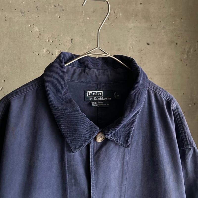 ラ*ン様 90s ポロ ラルフローレン カバーオール ワークジャケット ネイビー 90's~ Polo Ralph Lauren garment dye cotton jack