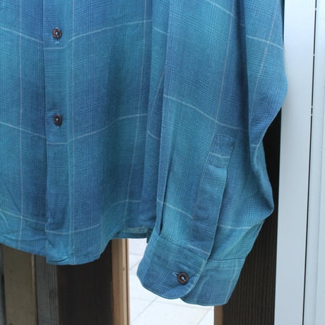 90s Claiborne plaid pattern rayon/linen shirt｜クレイボーン