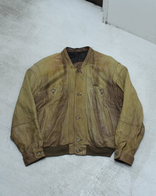 90年代 レザージャケット(90s faded design leather jacket)