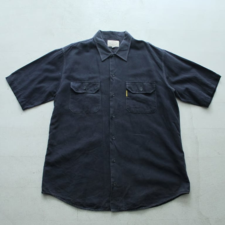 90s Armani jeans cotton/hemp S/S work shirt made in italy｜アルマーニ