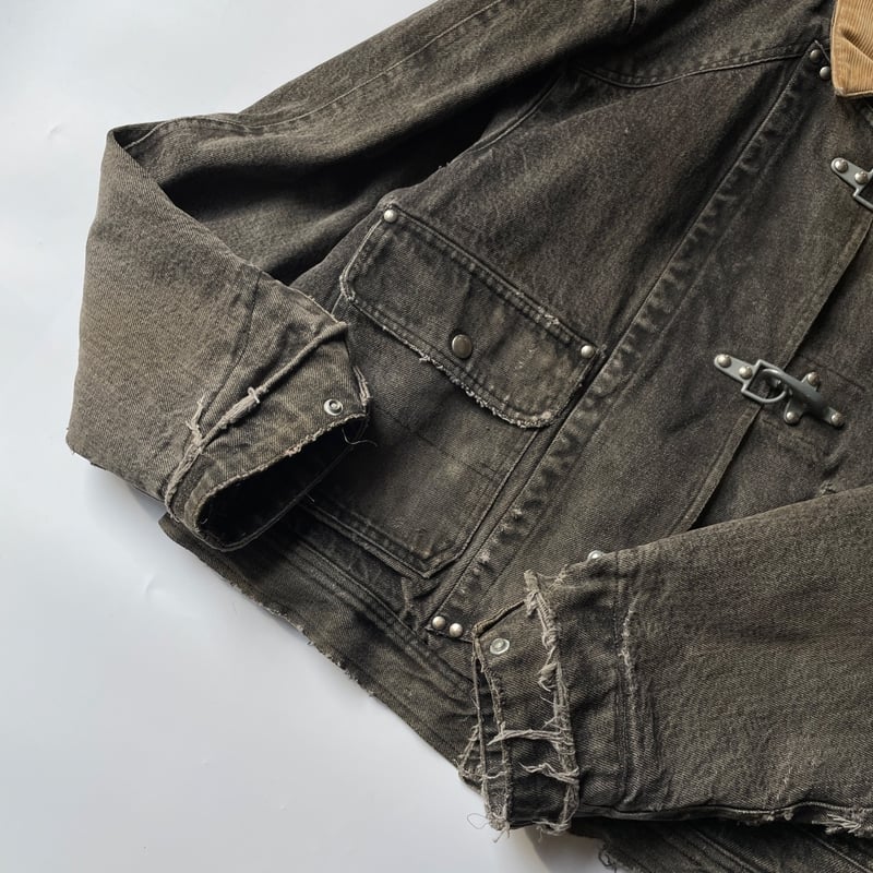 90s Ralph Lauren black denim fireman jacket 