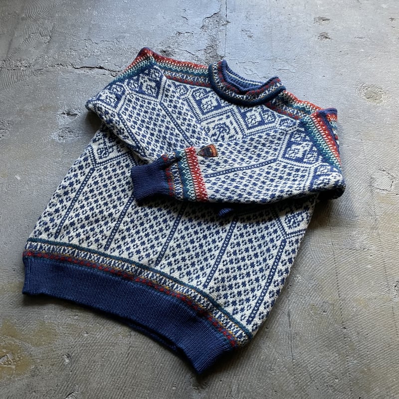 90s NORLENDER ノルディック柄 肉厚 チロリアン ニット セーター