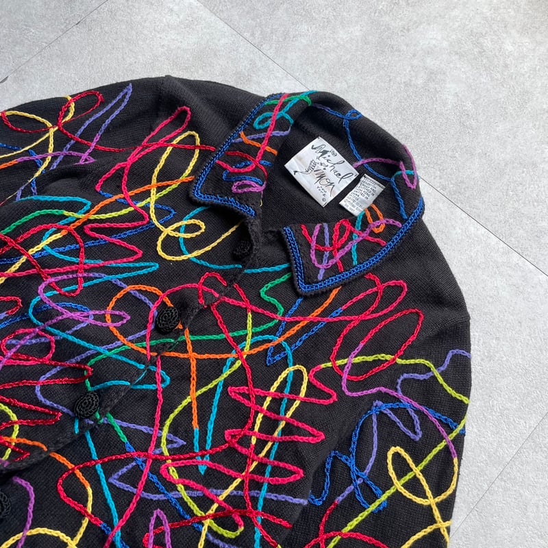 90s Michael Simon rainbow abstract knit cardiga 90s Michael Simon rainbow abstract knit cardiga