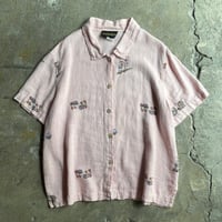80s~ art pattern linen shirt