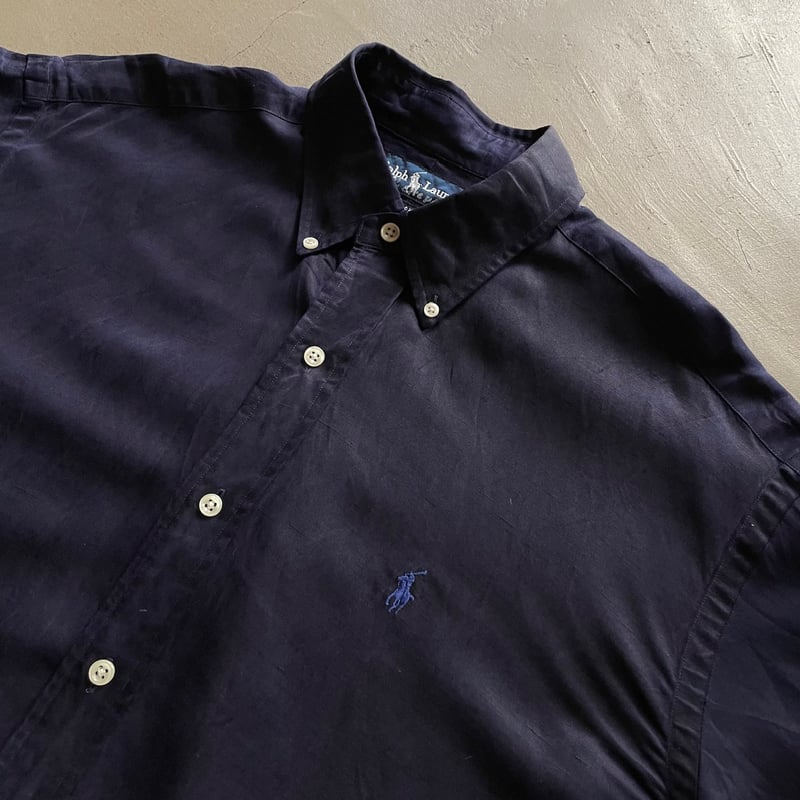 90s Ralph lauren silk×linen BD shirt “BLAKE” |
