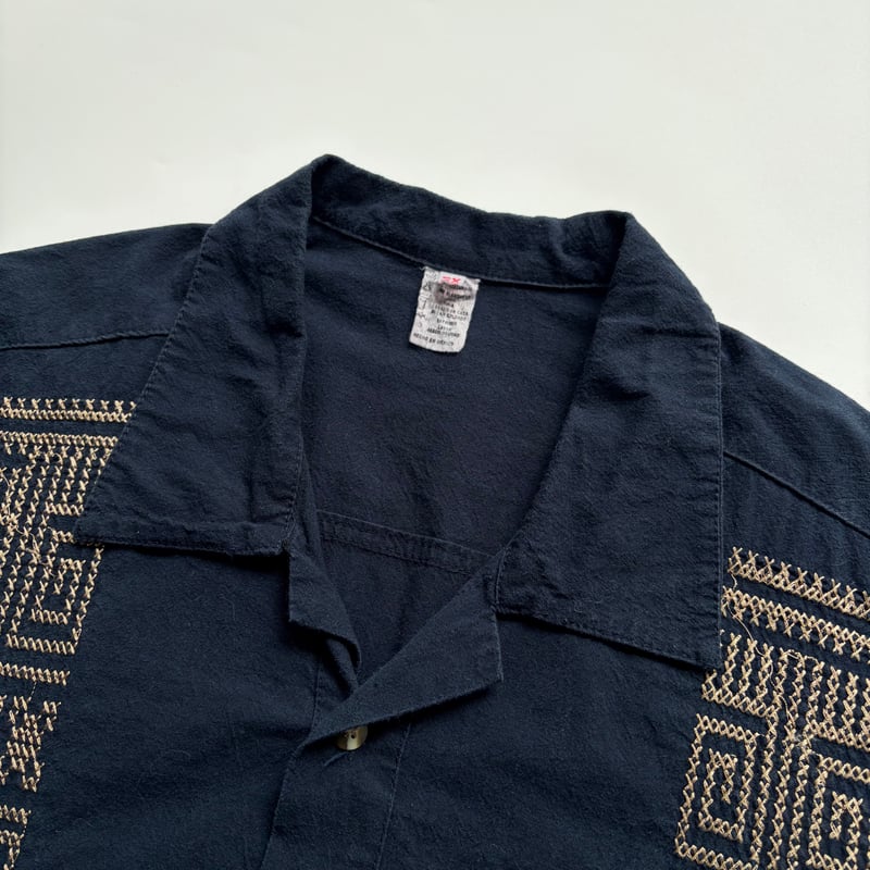 90s linen×cotton open collar shirt | sui & shara